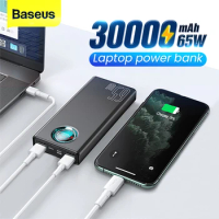 Baseus 65W Power Bank 30000mAh 20000mAh PD QC 3.0 Powerbank Quick Charge Portable External Battery For iPad iPhone 15 Pro Laptop