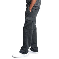 Men Sweatpants Long Pants Loose Sport Fit Jogging Joggers Sweat Pocket Cargo Pants Trousers Plus-size S-4XL