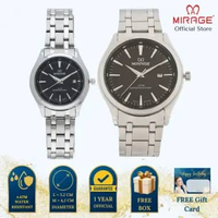 Mirage Jam Tangan Pria Analog 8893 M Silver Original Stainless Couple Plat Hitam