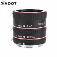 SHOOT Red Metal TTL Auto Focus Macro Extension Tube Ring for Canon 600D 550D 200D 800D EOS EF EF-S 6D for Canon Camera Accessory