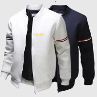 2024 New Gamakatsu Fishing Spring and Autumn Men's Flight Jacket Round Collar Solid Cotton Long Sleeves Comfort Versatile Top
