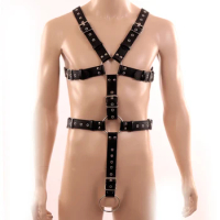 Leather Harness Body Bondage Harness Men Fetish Lingerie Sexual Chest Harness Belt Strap Punk Rave Gay Costumes for Adult Sex