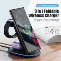 3 in 1 Wireless Charger for Samsung Galaxy Watch 6/6 classic/5 Pro/5/4/3/Active2 Galaxy S23 S22 S21 S20 Ultra, Buds/2/Pro/Live