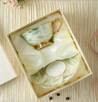 金邊咖啡杯套裝輕奢高檔骨瓷杯碟家用陶瓷杯子精致高顏值下午茶具【林之舍】