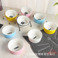 貓碗貓咪碗水碗帶碗架鐵藝架貓碗保護頸椎貓糧碗貓食盆寵物碗