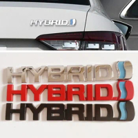 3D Metal HYBRID Logo Side Fender Rear Trunk Emblem Badge Car Sticker Decals For Toyota Prius Camry Crown Auris Rav4s TRD