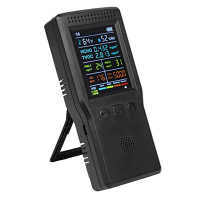 Monitor Kualiti Udara, 9 dalam 1, Pengesan Formaldehid Dalaman, Meter CO2 Suhu & Kelembapan, Mengesa