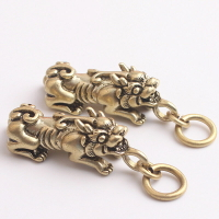 高檔黃銅鑰匙扣純銅手工貔貅創意個性汽車鑰匙掛件男女士吊墜