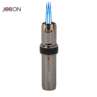 JOBON-Personalized Windproof Gas Lighter, Triple Torch, Refill Jet Flame, Metal Spray Gun, Kitchen Pipe, Cigar Lighter Gadget