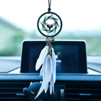 Ins car pendant dream catcher on-board creative interior rearview mirror decorative pendant feather car decoration accessories