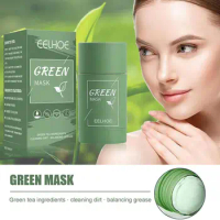 Green Tea Cleansing Mask Solid Mask Deep Cleans Blackheads Cleaning Stick Oil Care Smear-type Mud Skin Control Mud Face Fil G4T4