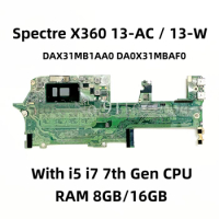 DAX31MB1AA0 DA0X31MBAF0 For HP Spectre X360 13-AC 13-W TPN-Q178 Laptop Motherboard W/ i5 i7 CPU 8/16GB RAM 907558-601 918042-601