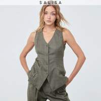 SALISA - VEST FW25 Plaid Moss