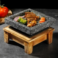 Mini slate barbecue grill granite steak baking pan insulated barbecue stove table BBQ Japanese cooking slate rock pan 049-2