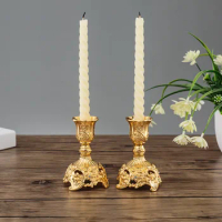 European Metal Candle Holder Gold Silver Candlesticks Wedding Decoration Candle Stand Home Bar Decoration
