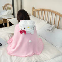 Chăn choàng có mũ Hello Kitty cotton mềm mịn kích thước 70x140cm giữ ấm dễ thương ZIMSAM KHANCHOANG1