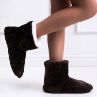 New Winter Women Slippers Shoes Couple Floor Socks Adult Non-Slip Warm Boots Thickening Velvet Indoor Dance High-Tube Slippers
