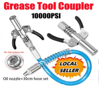 Grease Gun Coupler 10000 PSI Oil Pump Quick Release Grease Tip Tool Car Syringe Lubricant Tip Grease Nozzle With 30cm Hose