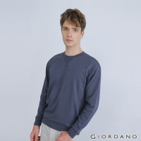 GIORDANO 男裝針織素色圓領大學T恤 - 17 靛藍