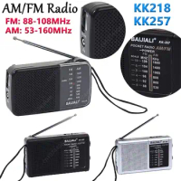 Mini AM/FM Radio AA Battery Powered Full-wave Band Emergency Radio Receiver Vintage Radios Built-in Speaker Telescopic Antenna