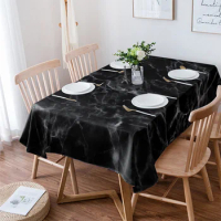Black Marble Granite Table Cloth Waterproof Dining Tablecloth for Table Kitchen Decorative Coffee Cuisine Party Table Cover
