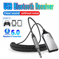 AUX Bluetooth Car Adapter Dongle Cable For Car Tablet Bluetooth Receiver 5.0 USB to 3.5mm Jack Speaker Audio Music Transmitter