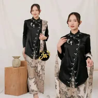 Dress Muslim Wanita Set Kebaya Janggan Setelan Kebaya Modern Gamis hitam 2 L