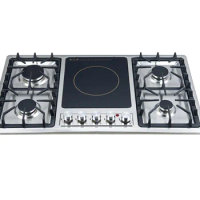 900mm Black tempered glass gas stove Easy cleaning cast iron gas hob built-in gas cooker
