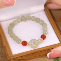 Interlocking bracelet for women new in simple Light luxury charming natural Hotan Jade beads bangles party jewelry gift