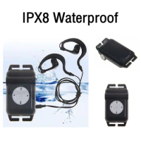 IPX8 Waterproof MP3 Player FM Radio MP3 Player with Earphone MP3 Player with Clamps for Swimming Running Surfing SPA