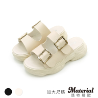 Material瑪特麗歐 拖鞋 MIT加大尺碼雙帶方釦厚底輕量老爹拖鞋 TG5656