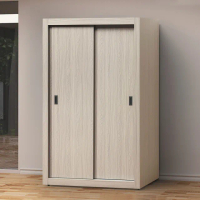 【顛覆設計】利斯鋼刷白梣木色4x7尺推門衣櫥