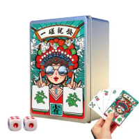 Travel Mahjong Sets 146pcs/set Mahjong Playing Cards Thicken Large Print Handheld Poker Waterproof Chinese Mah Jongg American