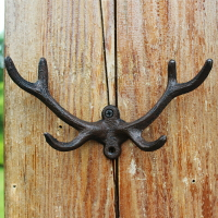 歐式美式鄉村復古鑄鐵工藝品鐵藝掛鉤墻掛壁飾鹿角裝飾掛鉤