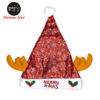 【摩達客】耶誕派對-閃亮銀雪花金蔥布棕色小牛角聖誕帽(聖誕帽)