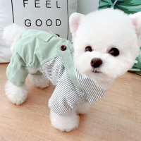 Summer thin pet clothes than bear small dog Sheneri Teddy Bomi puppy dress four-legged clothing strap stripes