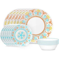 Corelle Terracotta Dreams Dinnerware Set for 6 18 Pieces | Dinner Plates Appetizer Plates and 18 Oz Bowls Dishwasher Microwave