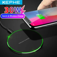 30W Fast Wireless Charger For Samsung Galaxy S10 S20 S9/S9+ S8 S7 Note 9 USB Charging Pad for iPhone 12 11 Pro XS Max XR X 8