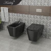 Bathroom Ceramic Black Wall Hung Combination Toilet Bidet