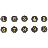 【文具通】A1 燙金 圓桌牌 桌牌 號碼牌 數字牌 門牌 標示牌 數字 可貼 鑰匙圈 鑰鎖圈 餐飲飯店小吃 黑底金字 12# 直徑5cm AA010604