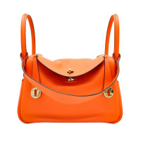 二手品 Hermes Lindy 26 牛皮紅內裡金扣手提/肩背包(X刻/橘)