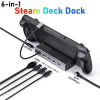 6 in 1 Gigabit Ethernet HUB USB-C TO HDMI 4K 60HZ for jsaux steam deck docking station switch dock aya neo ASUS ROG accessories
