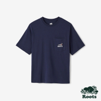 【Roots】Roots 男裝- TRUE NATURE寬版口袋短袖T恤(軍藍色)