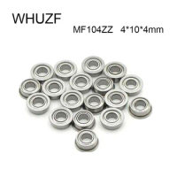 MF104ZZ Flange Bearing 4x10x4 mm 20/50/100PCS ABEC-3 Miniature Flanged MF104 Z ZZ Ball Bearings WHUZF
