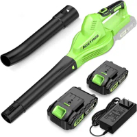 Cordless Leaf Blower - Lightweight Electric Blower with 2 Batteries &amp; Charger - 20V Battery Powered Small Handheld Blower for La