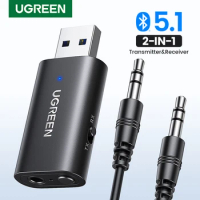 UGREEN Bluetooth Receiver Transmitter 2 in 1 Bluetooth 5.1 Adapter Wireless Car Receiver Aux for Car Stereo Speaker 3.5mm Jack