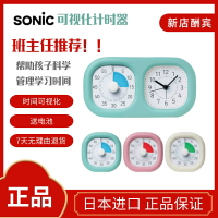 日本sonic索尼克可愛學生可視化計時器電子鬧鐘兒童備考贈送電池-