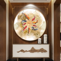 鉆石畫滿鉆新中式圓形玄關過道走廊客廳九魚圖貼鉆十字繡新款