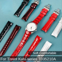 Genuine Leather Watch Strap for Tissot 1853 Couturier Series T035210a Women Watch Band Mouth Belt T035207a Red Accessories 18mm