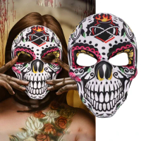 Cosplay Halloween Skeleton Print Mask Dress Up Mexican Day Of The Dead Skeleton Mask Purim Party Costume Toys For Kids
